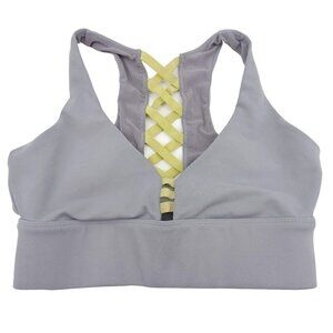 Fabletics Cici Sports Bra In Pebble/Leaf Women's XS/S Lace Up Athleisure Yoga